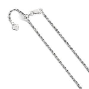 2.25mm Sterling Silver Adjustable Solid D/C Rope Chain Necklace, 30in